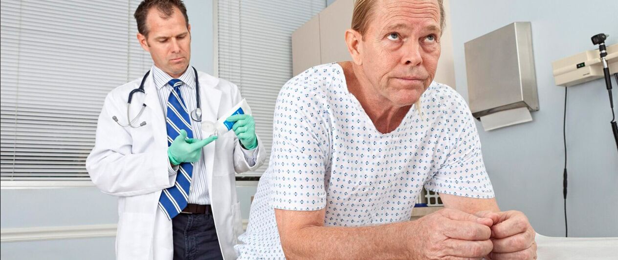 Man with prostatitis during doctor's surgery